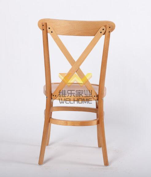 Natural wooden vineyard crossback chair for wedding/event